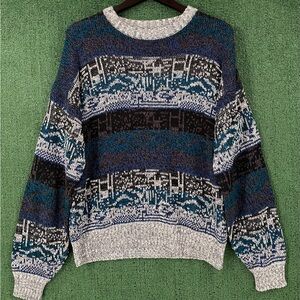 Vintage 90’s Method Colorful Patterned Knit Sweater Men’s Size Medium